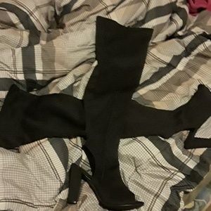 Over the knee open toe boots new